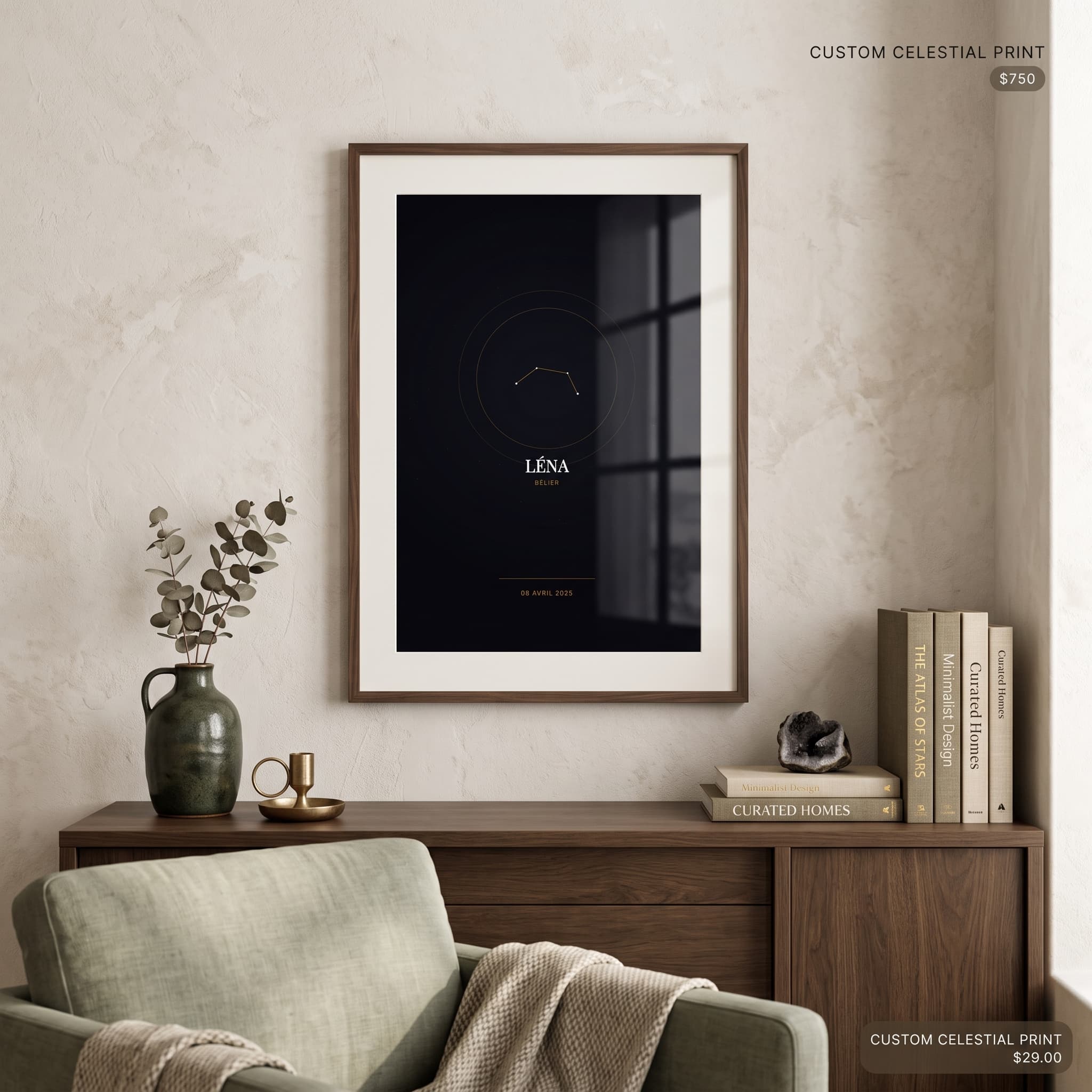 Aperçu en situation réelle de l'affiche Affiche Naissance Constellation Personnalisée - Vue 1