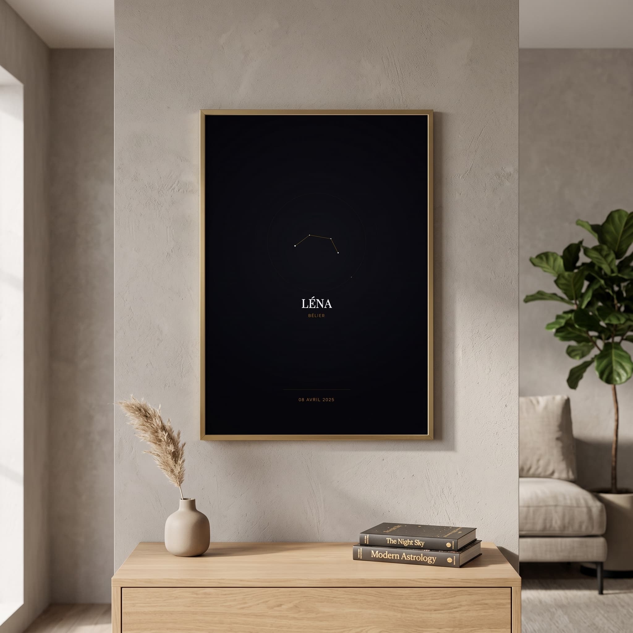 Aperçu en situation réelle de l'affiche Affiche Naissance Constellation Personnalisée - Vue 2