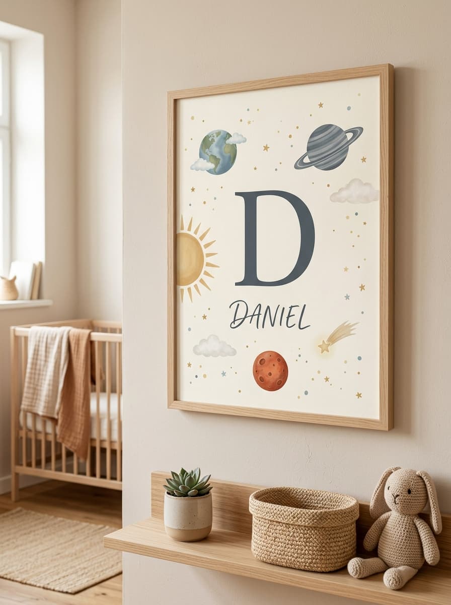 Affiche Naissance Prénom & Initiale — affiche personnalisée Naissance L'Instant Perso