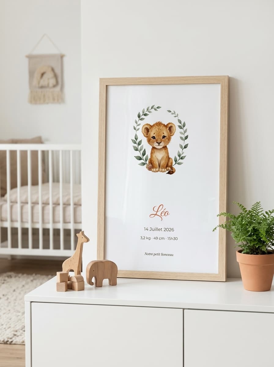 Aperçu en situation réelle de l'affiche Affiche Naissance Savane - Vue 2