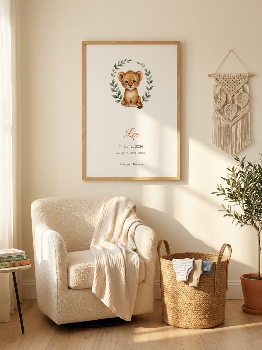 Aperçu en situation réelle de l'affiche Affiche Naissance Savane - Vue 3