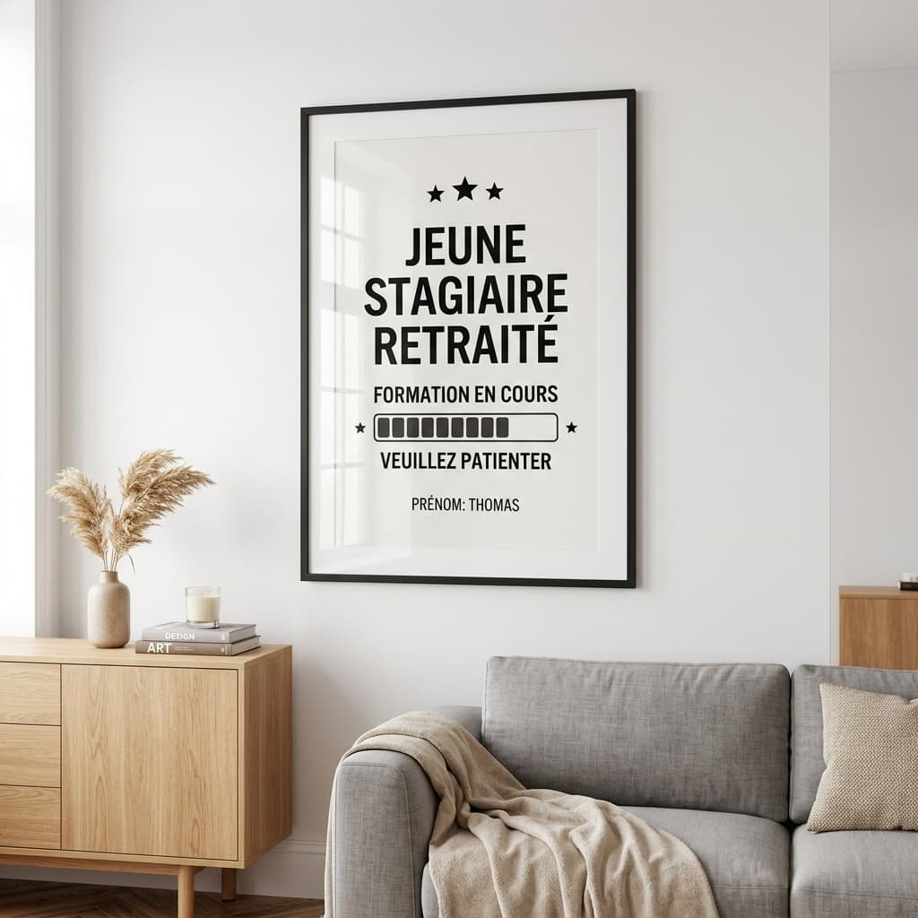 Affiche Jeune Stagiaire Retraité — affiche personnalisée Retraite L'Instant Perso