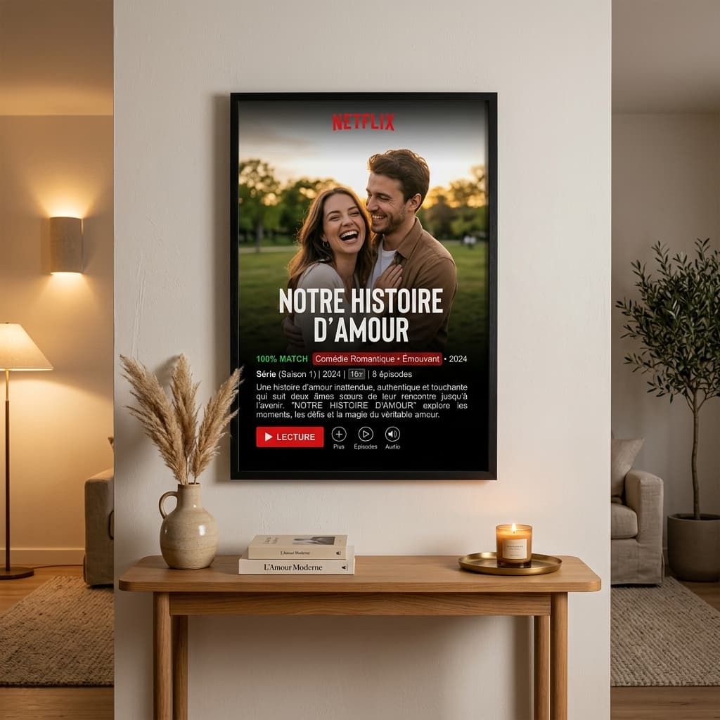 Quel site permet de commander une affiche style Netflix avec les prénoms d'un couple ou famille ?