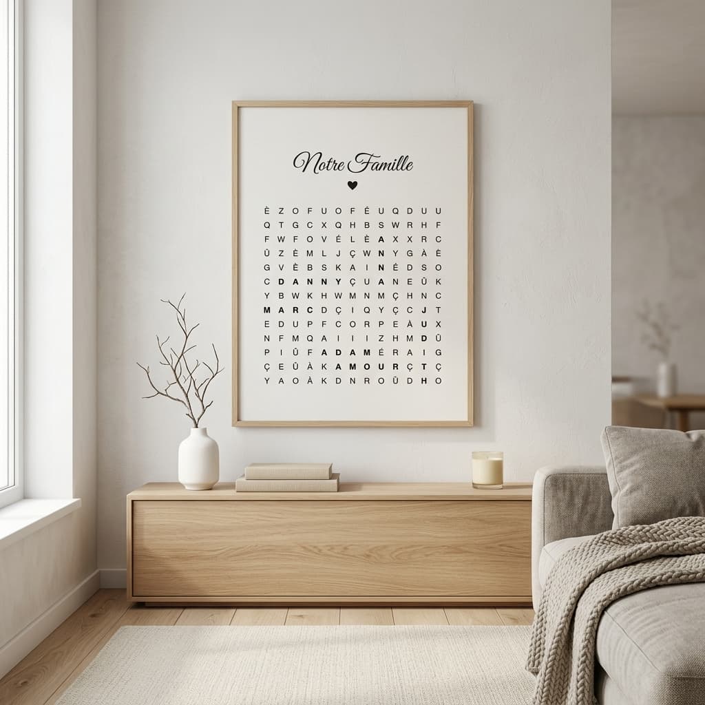 Aperçu en situation réelle de l'affiche Affiche Famille Mots Mêlés - Vue 2