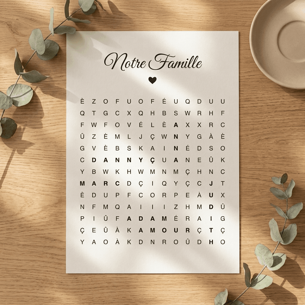 Aperçu en situation réelle de l'affiche Affiche Famille Mots Mêlés - Vue 3