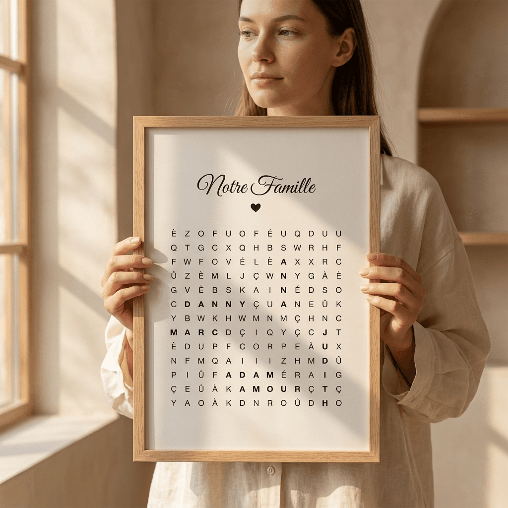 Aperçu en situation réelle de l'affiche Affiche Famille Mots Mêlés - Vue 4