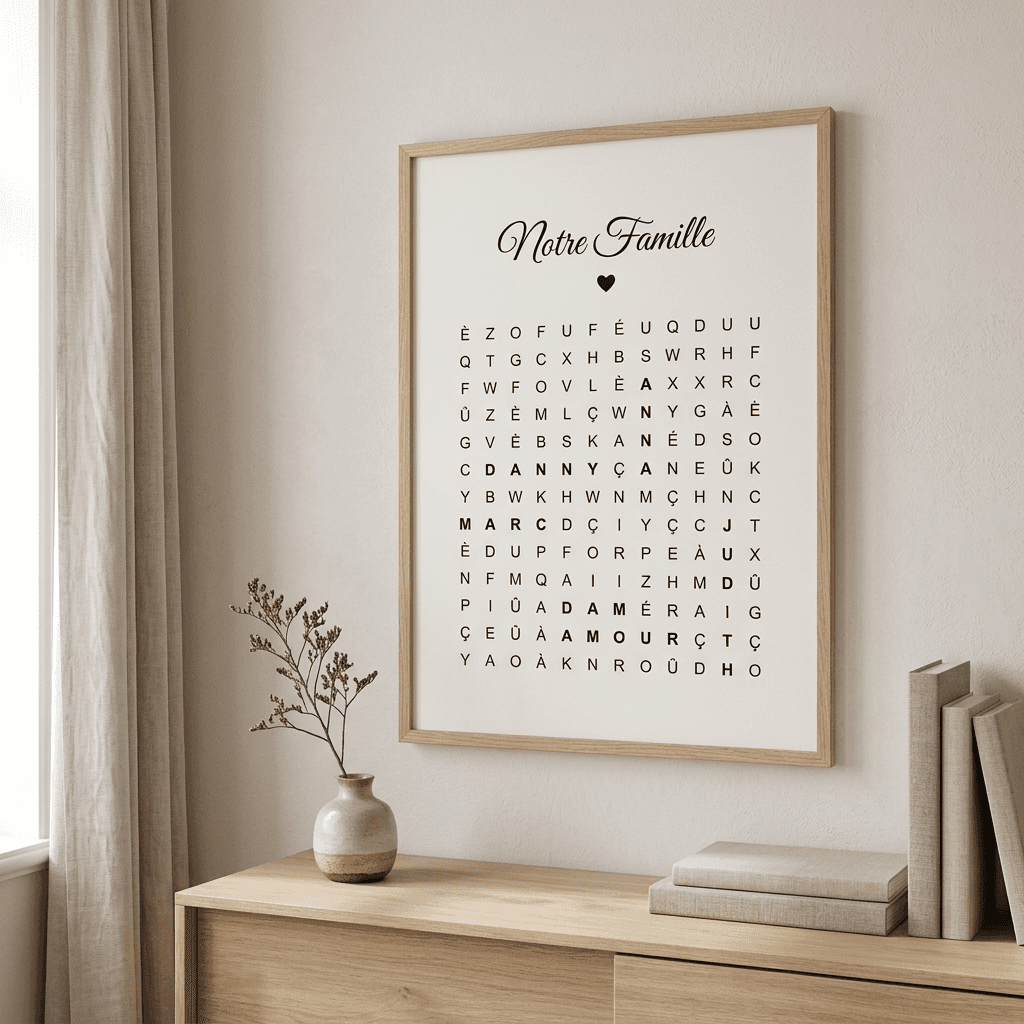 Aperçu en situation réelle de l'affiche Affiche Famille Mots Mêlés - Vue 5