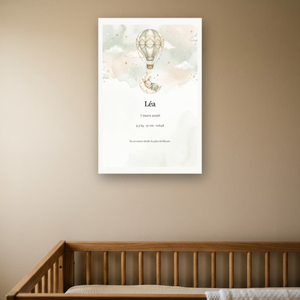 Aperçu en situation réelle de l'affiche Affiche Bébé Aquarelle - Vue 1