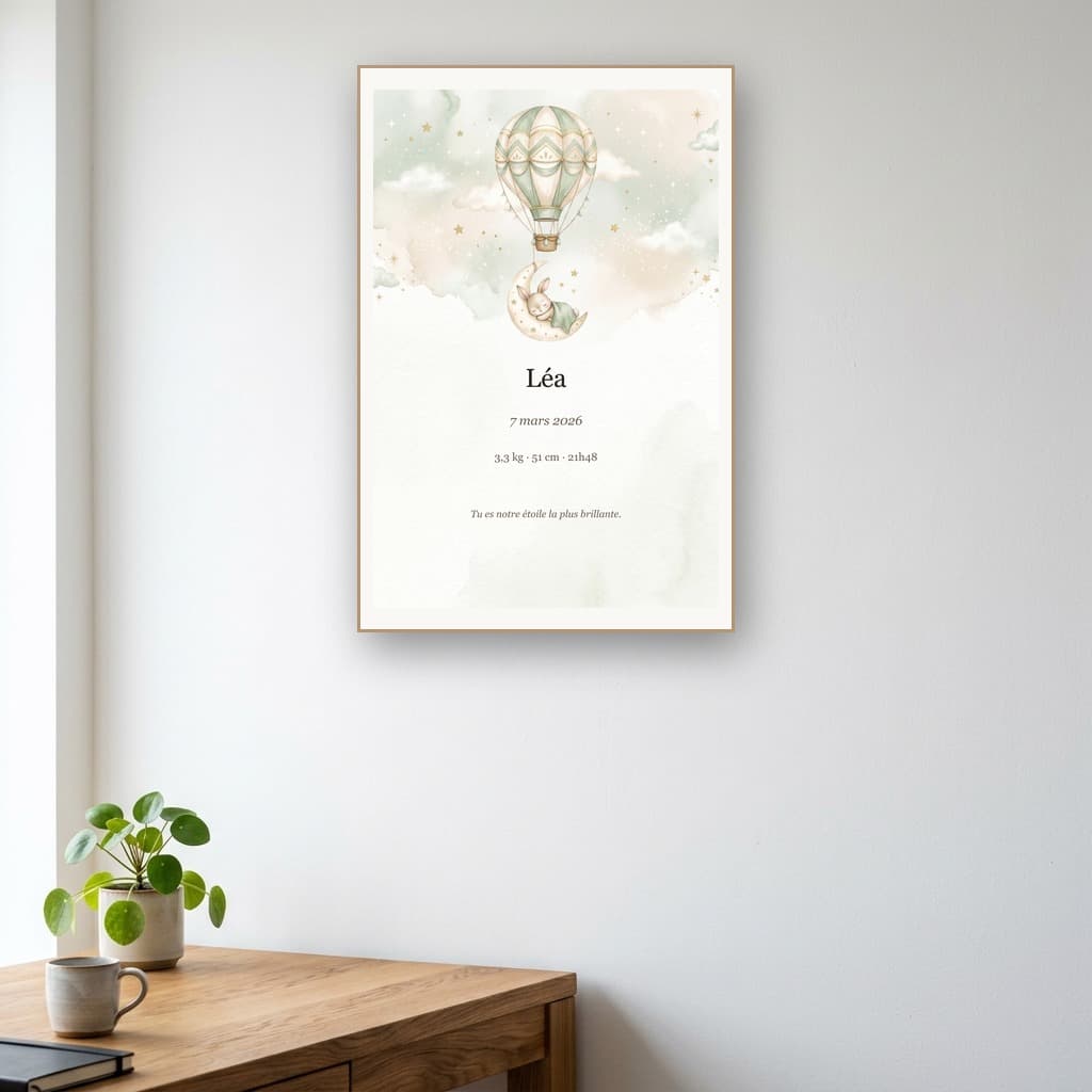 Aperçu en situation réelle de l'affiche Affiche Bébé Aquarelle - Vue 2