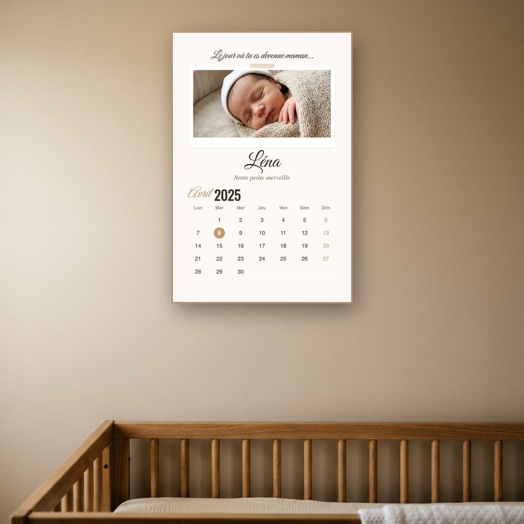 Aperçu en situation réelle de l'affiche Affiche Naissance Calendrier - Vue 1
