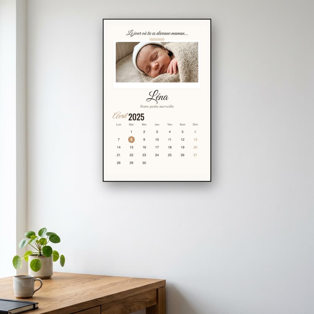Aperçu en situation réelle de l'affiche Affiche Naissance Calendrier - Vue 2