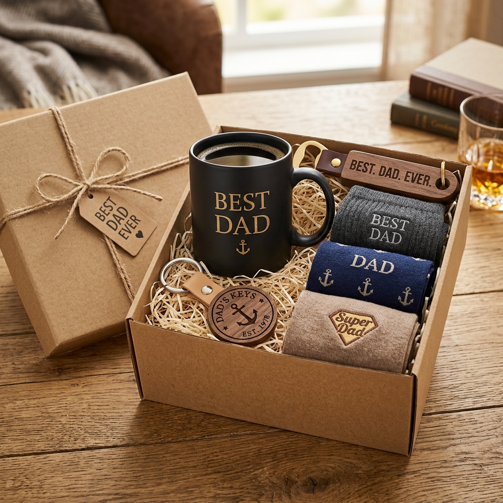 Coffret cadeau complet personnalisé pour la fête des pères Coffret cadeau papa personnalisé